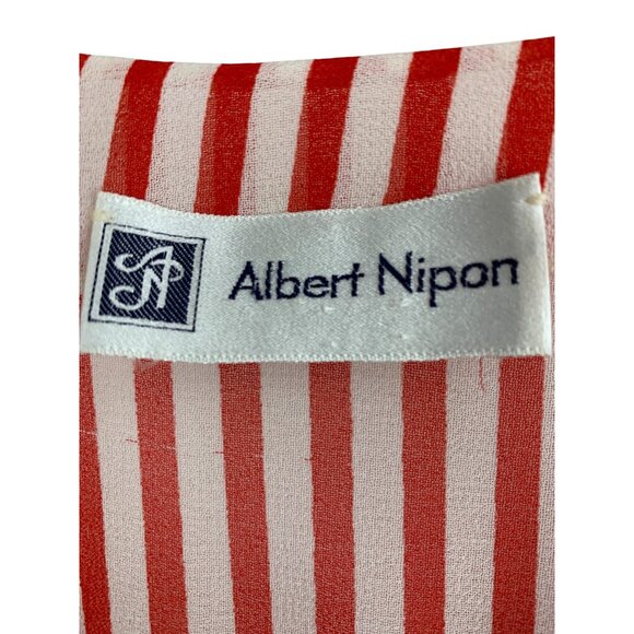 Vintage 80s Albert Nipon Red Striped Nautical Size 6 Dress RD10708 USA - Picture 3 of 12